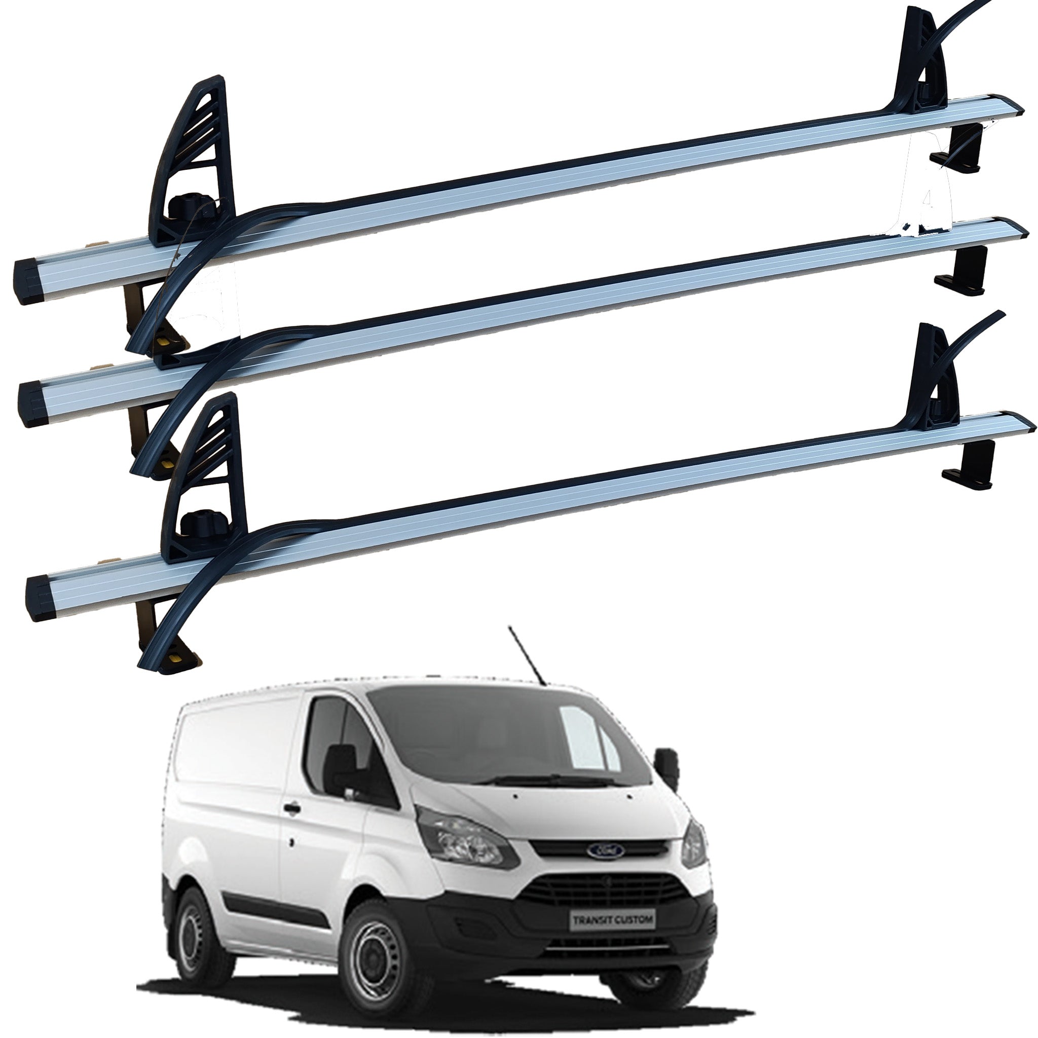 For Ford Transit Custom Roof Racks Cross Bars Carrier Alu 2013-2023 3 Qty Silver For Ford Transit Custom Roof Racks Cross Bars Carrier Alu 2013-2023 3 Qty Silver